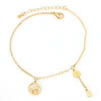 Fashion Jewelry Anklet Titanium Steel with Shell with 1.77inch extender chain plated for woman golden Length Approx 8.46 Inch Sold By PC