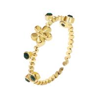 Ring Finger Titantium stali, Powlekane, biżuteria moda & dla kobiety & z kamieniem, złoty, sprzedane przez PC