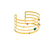 Titanium Steel Bracelet & Bangle with Malachite 18K gold plated fashion jewelry & for woman golden Sold By PC