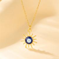 Evil Eye Biżuteria Naszyjnik, Titantium stali, ze 1.97inch przedłużeniami łańcuszka, biżuteria moda & dla kobiety & emalia, złoty, sprzedawane na około 15.75 cal Strand