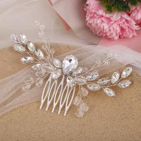 Decorative Hair Combs, Iron, with Crystal, fashion jewelry & for woman, nickel, lead & cadmium free, 60x120mm, Sold By PC
