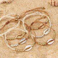 Zinc Alloy Bracelet with Cotton Thread & Shell Adjustable Length Approx 20 cm Sold By PC