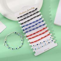 Evil Eye Schmuck Armband, Glasperlen, mit Baumwollfaden, Einstellbar & für Frau & Emaille, gemischte Farben, Länge ca. 18 cm, 12PCs/setzen, verkauft von setzen