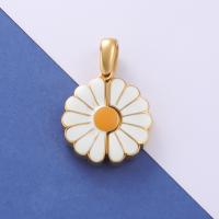 304 Stainless Steel Pendant Flower Vacuum Ion Plating DIY & enamel white Sold By PC