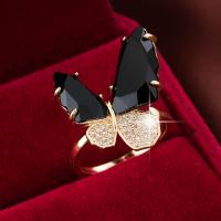 Brass δάχτυλο του δακτυλίου, Ορείχαλκος, Πεταλούδα, επιχρυσωμένο, κοσμήματα μόδας & για τη γυναίκα & με στρας, περισσότερα χρώματα για την επιλογή, νικέλιο, μόλυβδο και κάδμιο ελεύθεροι, 22x20mm, Sold Με PC