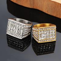 Partículas de acero anillo, chapado, diverso tamaño para la opción & para hombre & con diamantes de imitación, más colores para la opción, tamaño:7-13, Vendido por UD