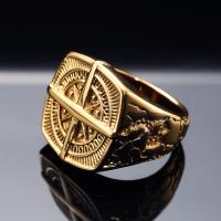 Titanium Steel Finger Ring Compass gold color plated & for man 20mm US Ring Sold By PC