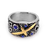 304 Stainless Steel Finger Ring vintage & Unisex & with rhinestone US Ring Sold By PC