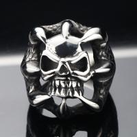Titanium Stål Fingerring, Skull, poleret, forskellig størrelse for valg & for mennesket, oprindelige farve, 25mm, Størrelse:7-13, Solgt af PC