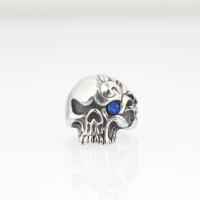 Titanium Čelik Finger Ring, Lobanja, punk stil & različite veličine za izbor & za čovjeka & s Rhinestone, više boja za izbor, 21.30x22.40mm, Veličina:7-12, Prodano By PC