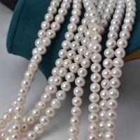 Naturliga sötvattenspärla lösa pärlor, Freshwater Pearl, Något rund, DIY, vit, 10-11mm, Såld Per Ca 40 cm Strand