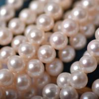 Natural Freshwater Pearl Loose Beads, Slightly Round, DIY & different size for choice, white, Sold Per Approx 37-39 cm Strand
