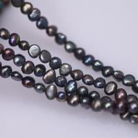 Barock odlad sötvattenspärla pärlor, Freshwater Pearl, DIY, svart, 4-5mm, Såld Per Ca 36 cm Strand