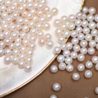 Cultured Half Drilled Freshwater Pearl Beads Slightly Round DIY & half-drilled white Sold By PC