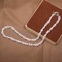 Freshwater Pearl Brass Chain Necklace, Pérolas de água doce, with cobre, Barroco, joias de moda & para mulher, branco, 3-4mm, comprimento Aprox 45 cm, vendido por PC