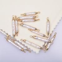 Brass Sieraden Connector, Zoetwater Parel, met Messing, Barok, gold plated, DIY, wit, 4-30mm, Verkocht door PC