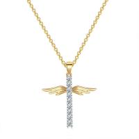 Brass Necklace, with 5cm extender chain, Cross, plated, fashion jewelry & micro pave cubic zirconia & for woman, more colors for choice, Length:40 cm, Sold By PC