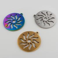 Stainless Steel Pendants, 304 Stainless Steel, Flat Round, Vacuum Ion Plating, DIY & hollow, more colors for choice, 27x25x2mm, Hole:Approx 1mm, Sold By PC