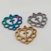 Stainless Steel Heart Pendants, 304 Stainless Steel, Vacuum Ion Plating, vintage & DIY & hollow, more colors for choice, 26x25x1mm, Hole:Approx 1mm, Sold By PC