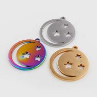 Stainless Steel Pendants 304 Stainless Steel Flat Round Vacuum Ion Plating vintage & DIY & hollow Approx 1mm Sold By PC