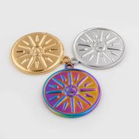 Stainless Steel Pendants, 304 Stainless Steel, Flat Round, Vacuum Ion Plating, vintage & DIY, more colors for choice, 28x25x2mm, Hole:Approx 2mm, Sold By PC
