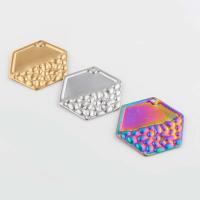 Stainless Steel Pendants, 304 Stainless Steel, Hexagon, Vacuum Ion Plating, vintage & DIY, more colors for choice, 26x23x2mm, Hole:Approx 1mm, Sold By PC