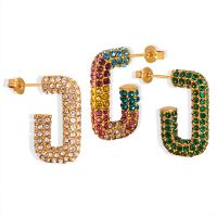 Титан Сталь серьги, титан, с чешский, ювелирные изделия моды & Женский, Золотой, 13x22mm, продается Пара