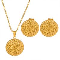 Jewelry Sets, Titanium Steel, with 1.97inch extender chain, Vacuum Ion Plating, fashion jewelry & different styles for choice & for woman, golden, 24*24mm, Length:Approx 15.75 Inch, Sold By PC
