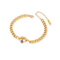 Bracelet d'acier titane, avec 1.97inch chaînes de rallonge, lune, Placage, bijoux de mode & pour femme & autocollant époxyde, plus de couleurs à choisir, 15mm, Longueur:Environ 6.69 pouce, Vendu par PC