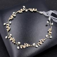 Headband Zinc Alloy with Crystal & Plastic Pearl fashion jewelry & for woman golden nickel lead & cadmium free 300mm Sold By PC