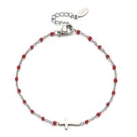 Stainless Steel Jewelry Bracelet, 304 Stainless Steel, with 4cm extender chain, Cross, Vacuum Ion Plating, fashion jewelry & for woman & enamel, more colors for choice, Length:Approx 16 cm, Sold By PC