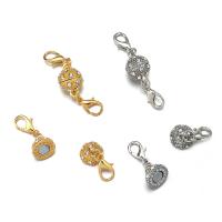 Brass Magnetic Clasp plated DIY & micro pave cubic zirconia nickel lead & cadmium free 42mm 10mm Sold By Bag