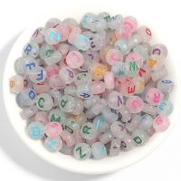Acrylic Jewelry Beads, Flat Round, DIY & luminated & enamel, more colors for choice, 7mm, 100PCs/Bag, Sold By Bag
