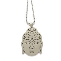 Titan stål halsband, Buddha, polerad, mode smycken & Unisex & olika stilar för val, silver, 37x50x2mm, Säljs av PC