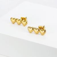 Boucle d'oreille Acier Titane, coeur, bijoux de mode & pour femme, doré, 15x14mm, Vendu par paire
