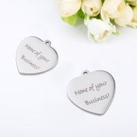 Stainless Steel Heart Pendants, 304 Stainless Steel, polished, DIY, 20x21mm, Sold By PC