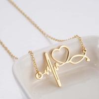 Zinc Alloy Jewelry Necklace Electrocardiographic plated for woman Sold By PC
