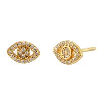 Evil Eye Earrings Brass plated micro pave cubic zirconia & for woman Sold By Pair