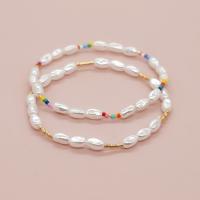 Plastic Bracelet, Plastic Pearl, with Seedbead & Polymer Clay, for woman, more colors for choice, Length:Approx 20 cm, Sold By PC