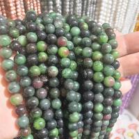 Бусины из поделочных камней, Красно-зеленый нефрит, Круглая, DIY & разный размер для выбора, зеленый, продается Strand