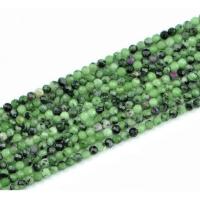 Edelstein Schmuckperlen, Rubin Zoisit, rund, DIY & verschiedene Größen vorhanden, grün, verkauft per ca. 380 Millimeter Strang