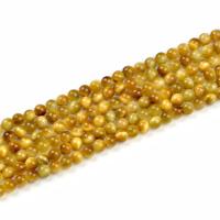 Tiger Eye Beads, Runde, du kan DIY, gul, 6mm, Solgt Per Ca. 390 mm Strand