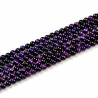 Tigerauge Perlen, rund, DIY, violett, 6mm, verkauft per ca. 390 Millimeter Strang