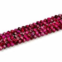 Tigerauge Perlen, DIY, rosakarmin, 8mm, verkauft per ca. 390 Millimeter Strang