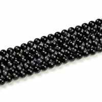 Tiger Eye Beads, Runde, du kan DIY, sort, 8mm, Solgt Per Ca. 390 mm Strand