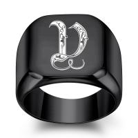 Prst prsten z nerezové oceli, 304 Stainless Steel, á, módní šperky & různé velikosti pro výběr & různé designy pro výběr & pro muže, černý, nikl, olovo a kadmium zdarma, 21x17mm, Prodáno By PC