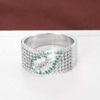 Krychlový Circonia Micro vydláždit mosazný prsten, Mosaz, módní šperky & různé velikosti pro výběr & micro vydláždit kubické zirkony & pro ženy, více barev na výběr, nikl, olovo a kadmium zdarma, 20x10mm, Prodáno By PC