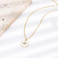 Cubic Zircon Micro Pave Brass Necklace, Star, plated, micro pave cubic zirconia & for woman & enamel, golden, Sold By PC