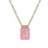 Brass náhrdelník, Mosaz, Jahoda, pro ženy & smalt & s drahokamu, více barev na výběr, Prodáno By PC