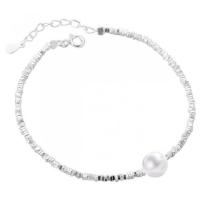 925 Sterling Silver Bangle Bracelet, with Plastic Pearl, with 5CM extender chain, polished, for woman, more colors for choice, Length:Approx 15 cm, Sold By PC